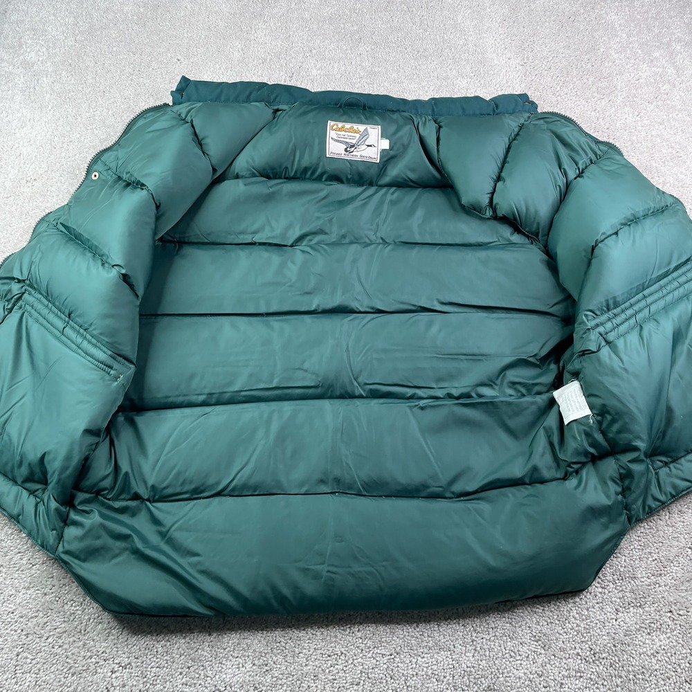 Vintage Cabelas Vest Mens XL Green Puffer Goose Down Full Zip Hunting Gorpcore - Picture 6 of 12